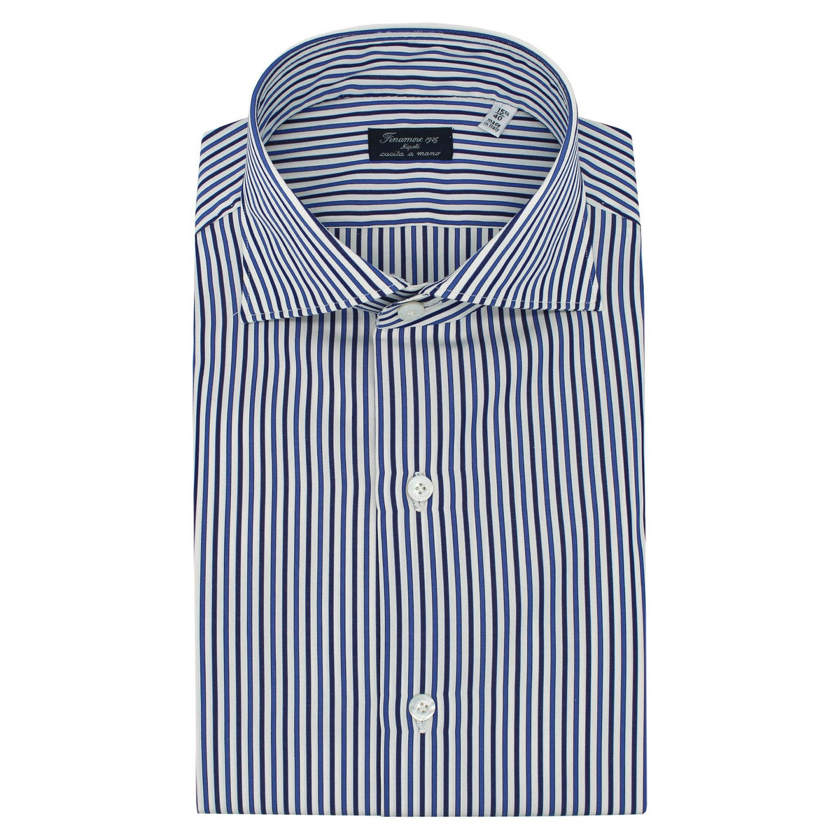 Milano slim fit blue and dark blue striped cotton shirt