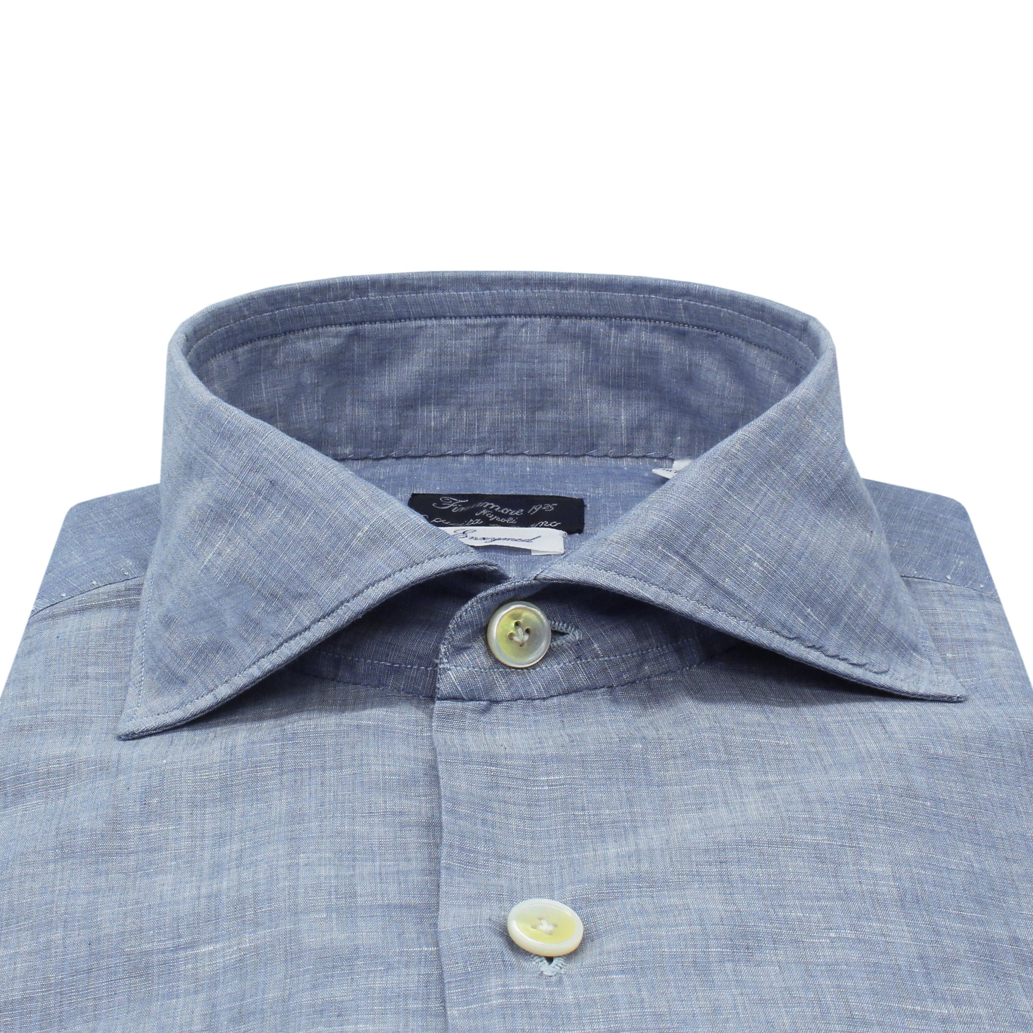 Classic Milano slim fit cotton and linen shirt Enzymed