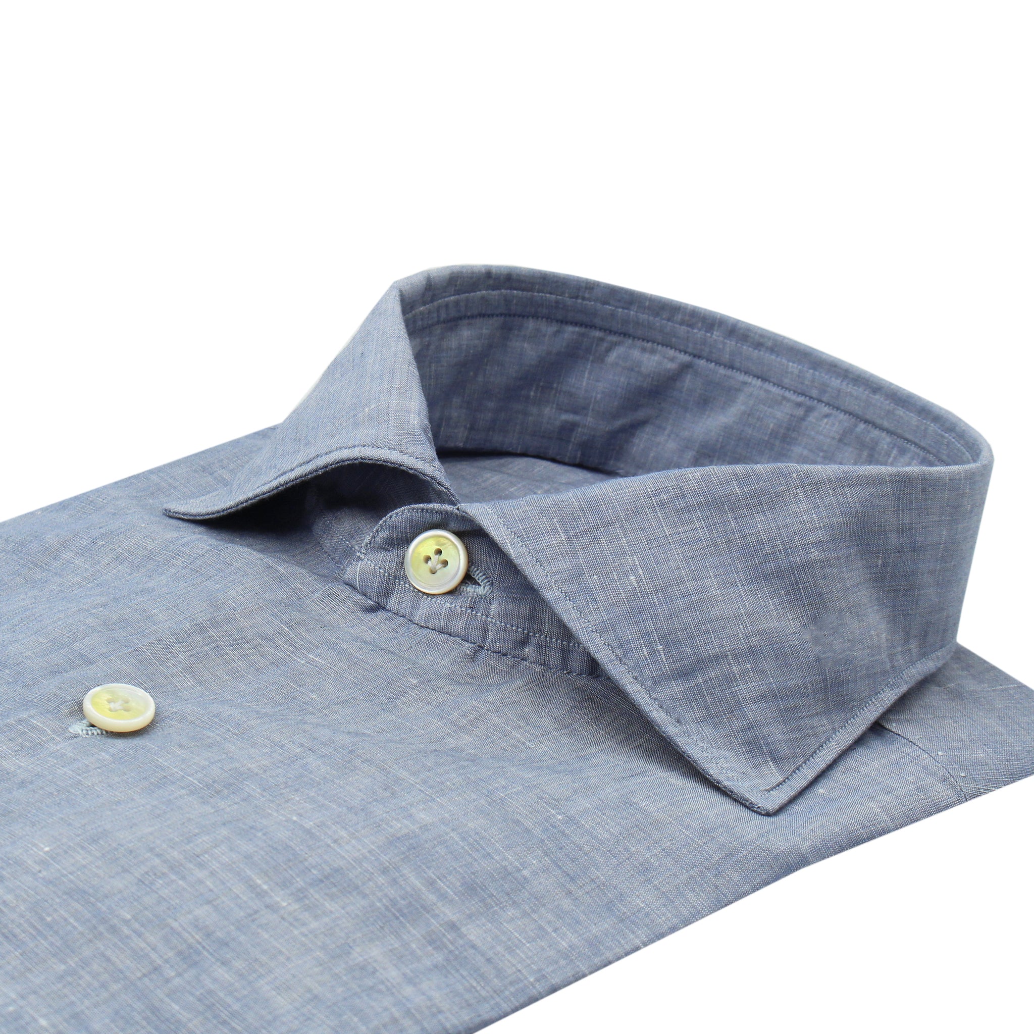 Classic Milano slim fit cotton and linen shirt Enzymed