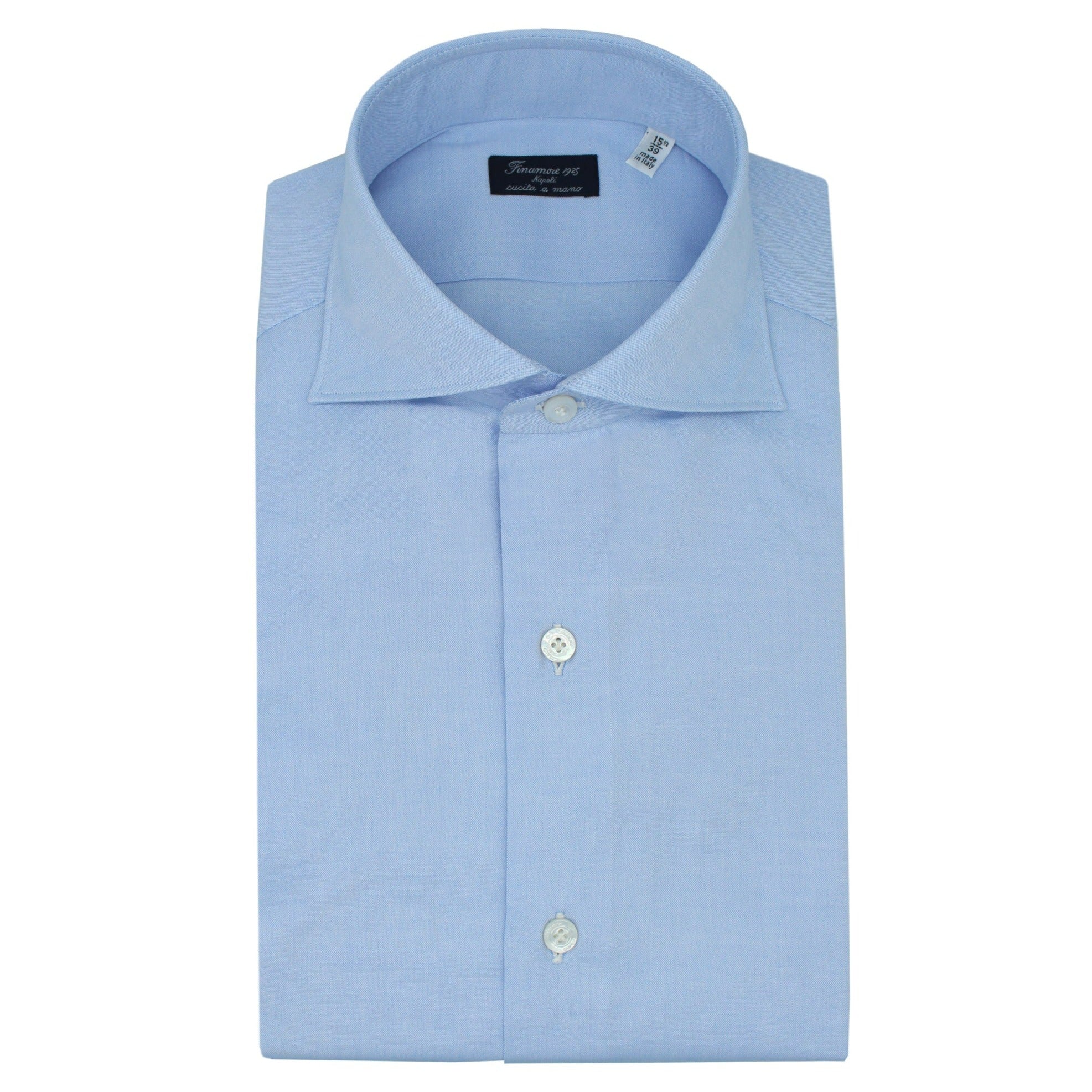 Milan slim fit shirt in light blue pin point cotton
