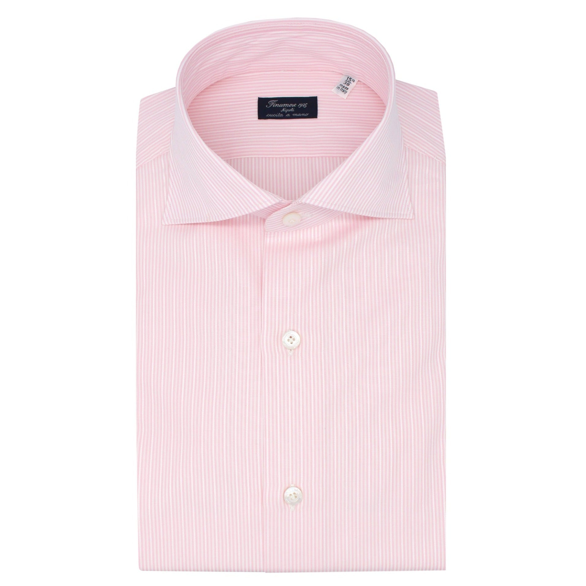 Milano slim fit light pink striped cotton shirt
