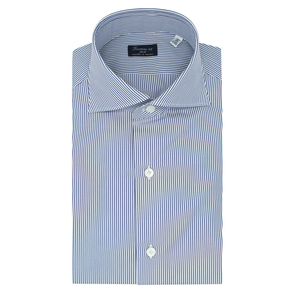 MILANO classic slim fit striped cotton blue shirt