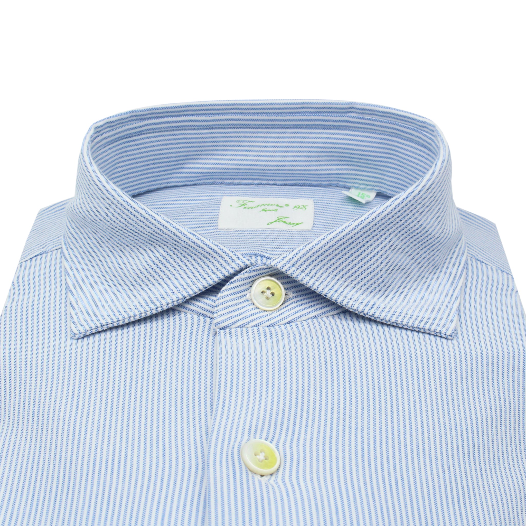Camicia classica Milano slim in jersey di cotone a righe azzurro chiaro