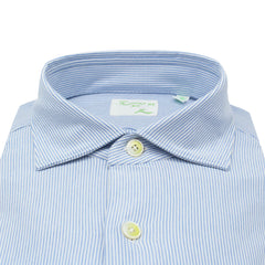 Classic slim Milano cotton jersey shirt striped light blue