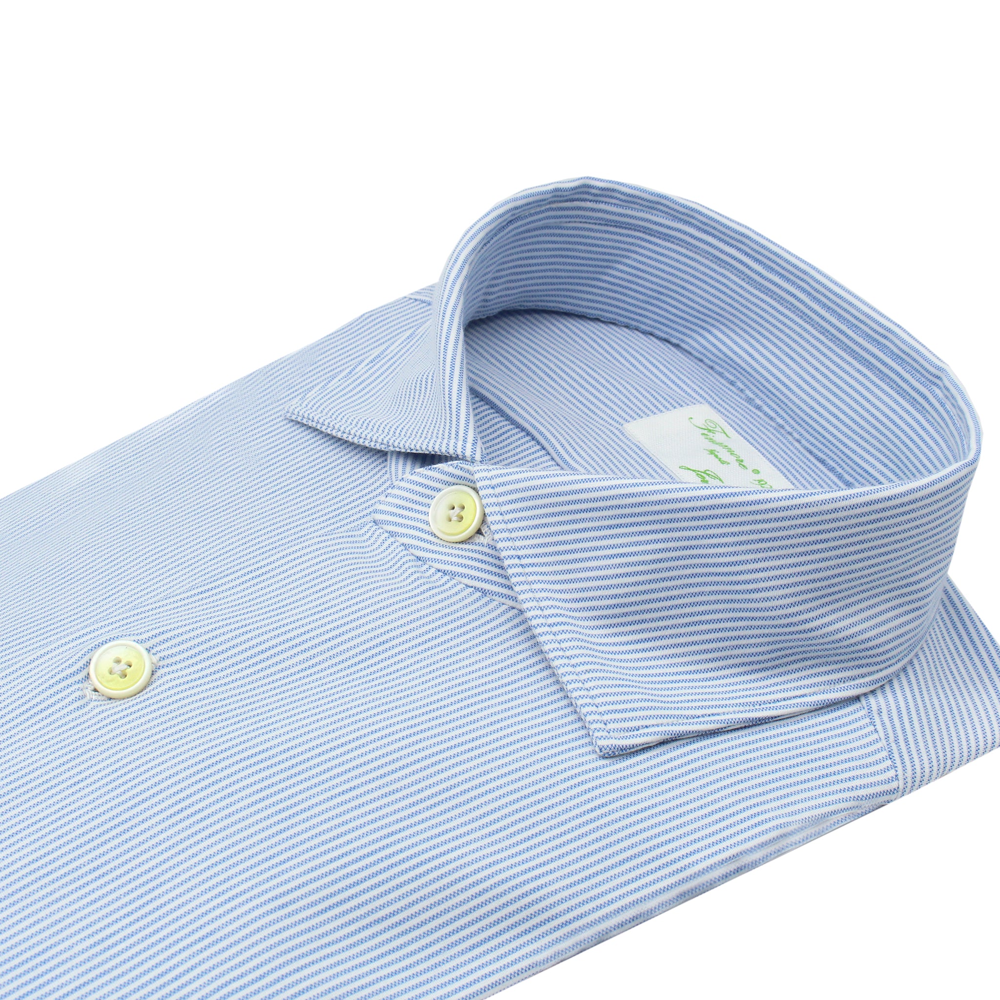 Camicia classica Milano slim in jersey di cotone a righe azzurro chiaro