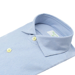Classic slim Milano cotton jersey shirt striped light blue