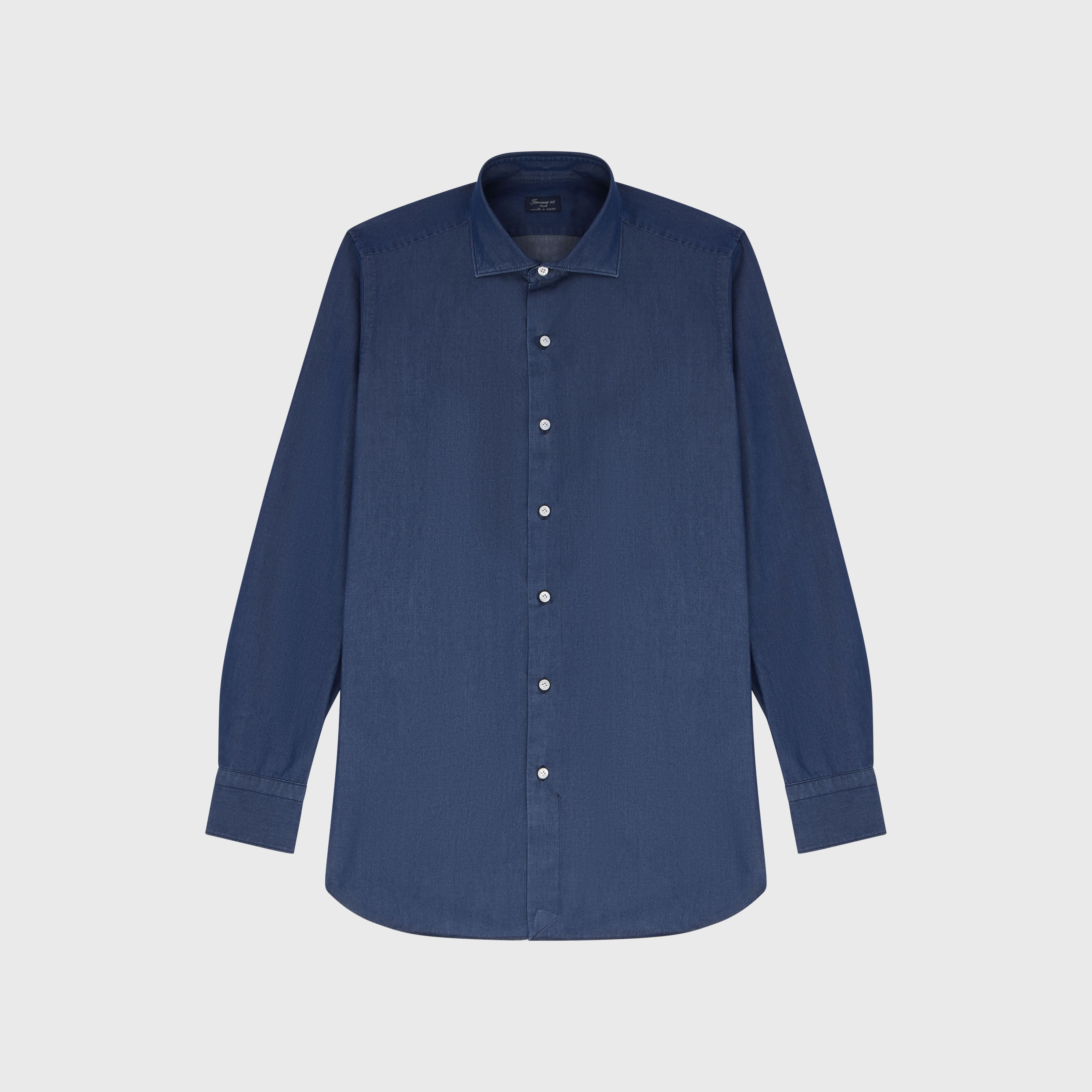 Camicia classica Milano slim fit in denim bleach e stone