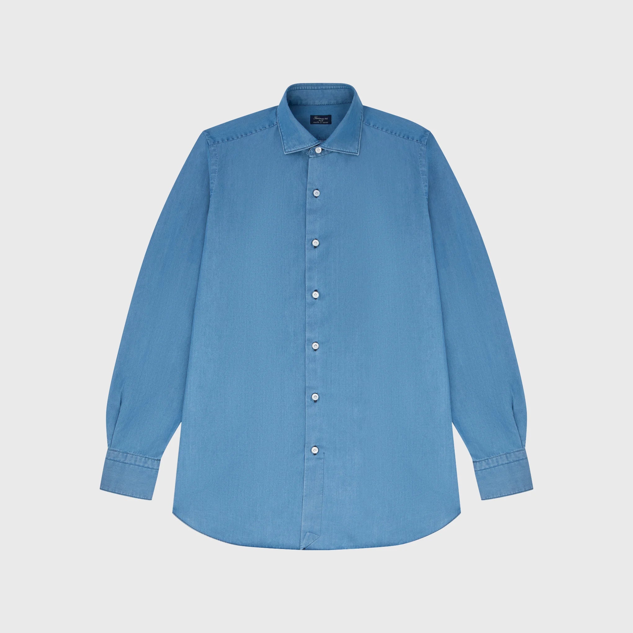 Camicia classica Milano slim fit in denim bleach e stone