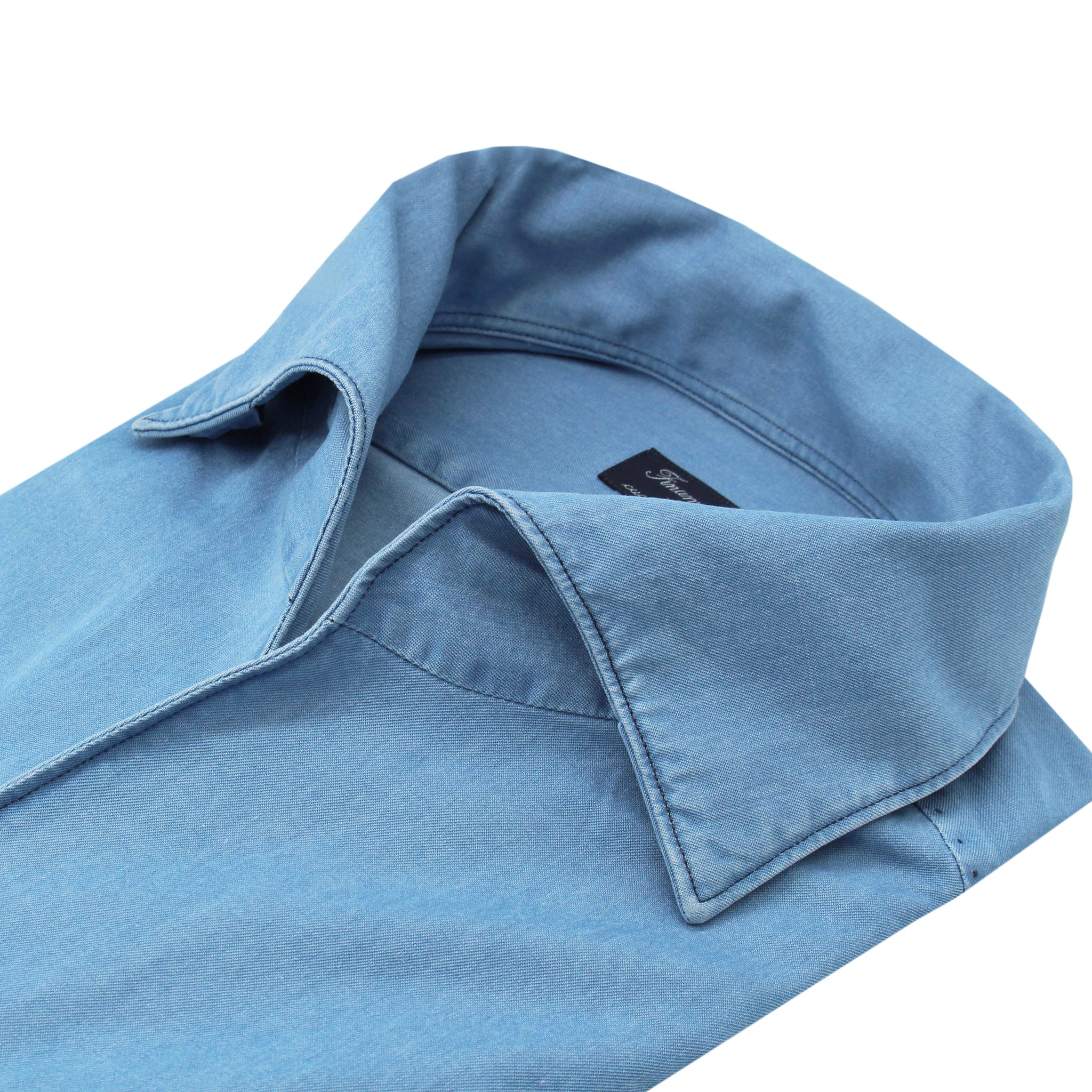 Camicia classica Milano slim fit in denim. Collo Ustica