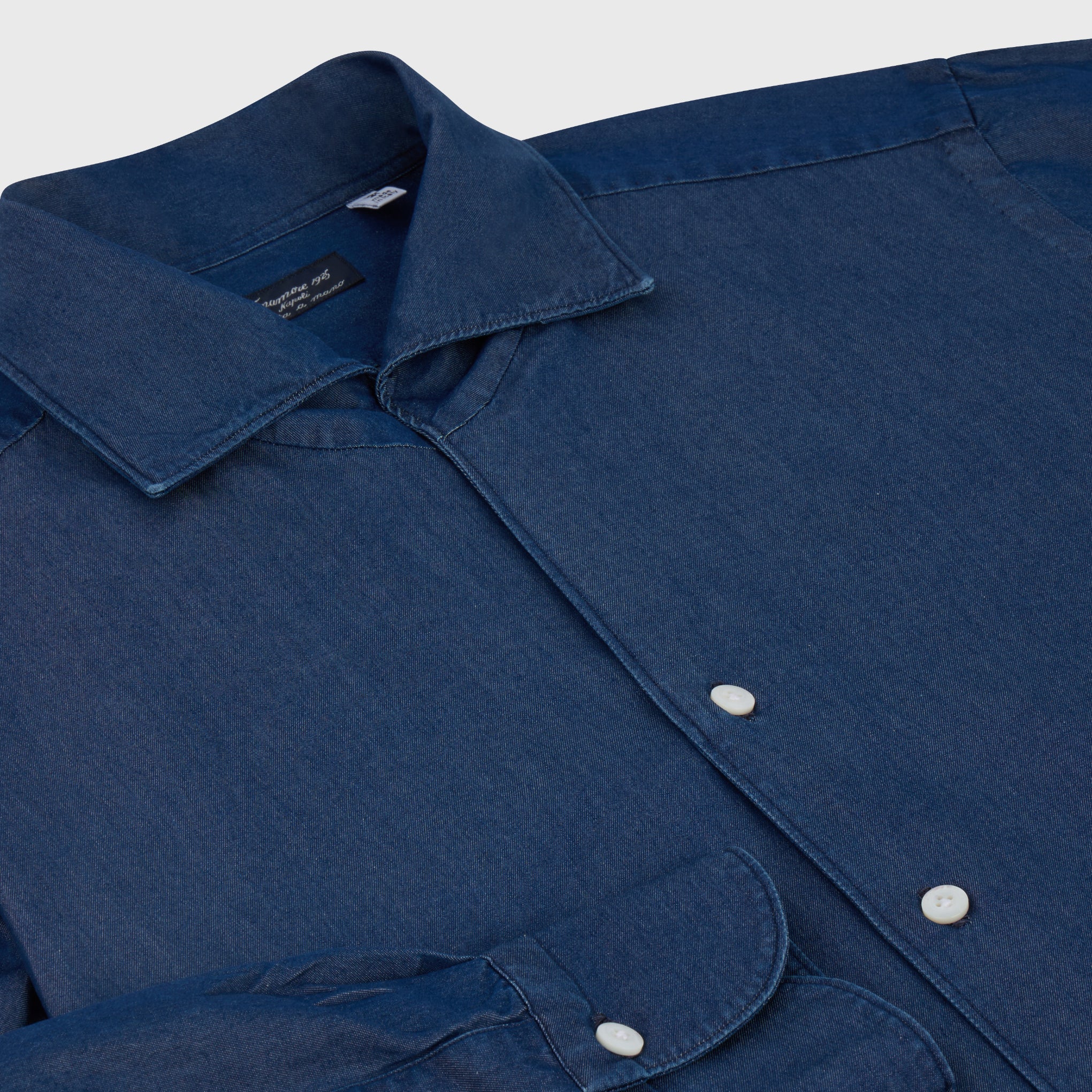 Milano shirt slim fit cotton denim stone wash Ustica collar
