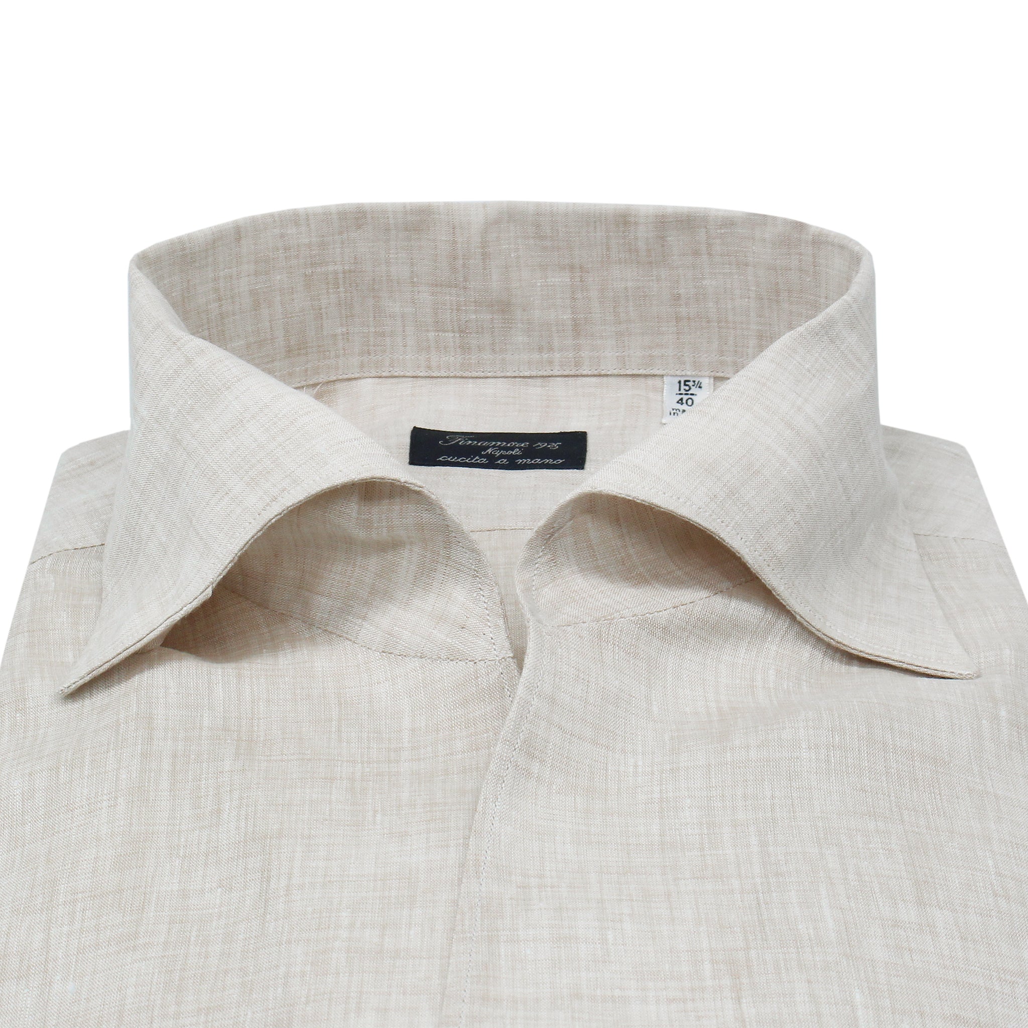 Camicia classica slim fit Milano collo Ustica, cotone beige Carlo Riva 