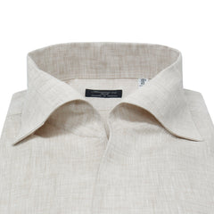 Camicia classica slim fit Milano collo Ustica, cotone beige Carlo Riva 