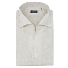 Camicia classica slim fit Milano collo Ustica, cotone beige Carlo Riva 