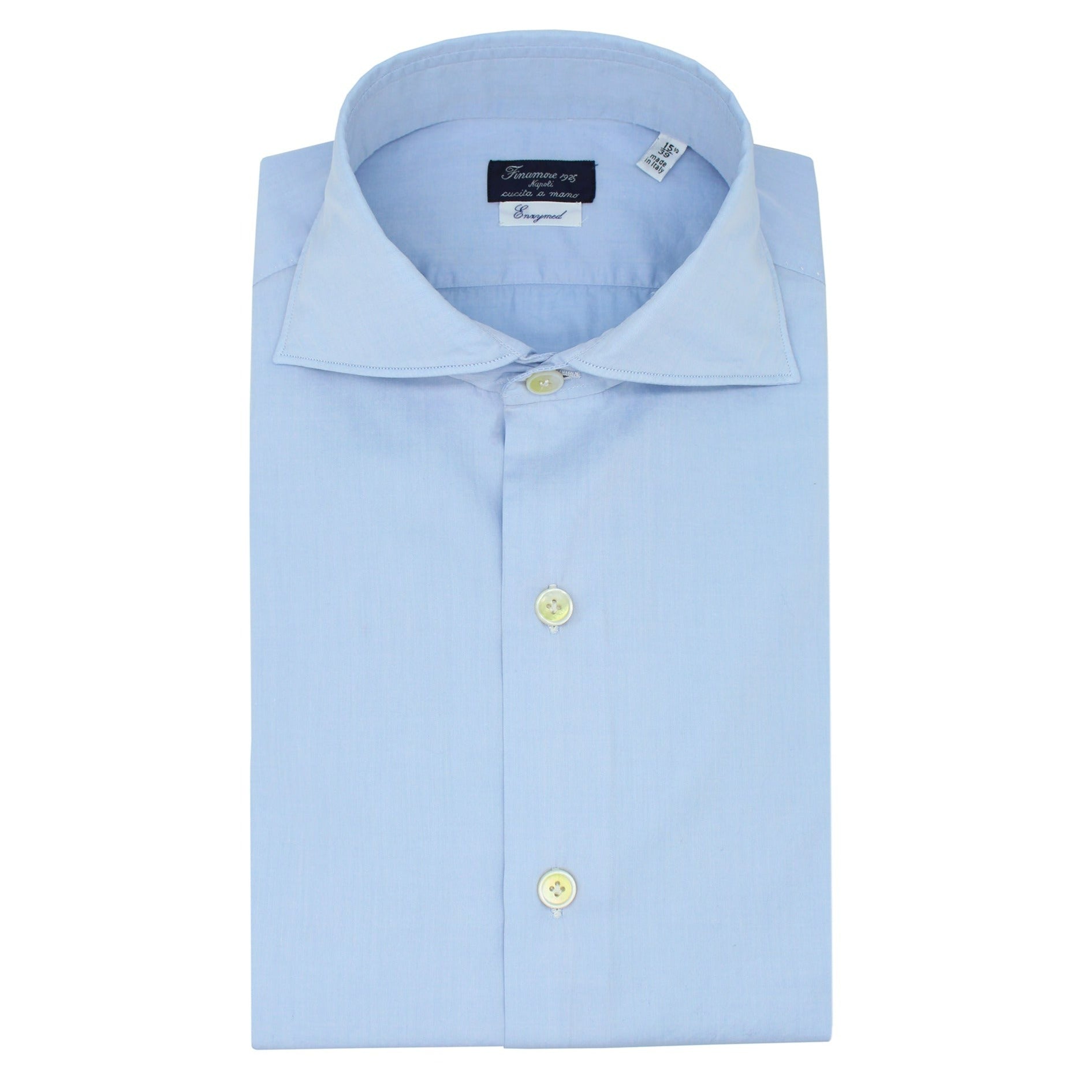 Milan slim fit shirt in light blue cotton enzymed treatment