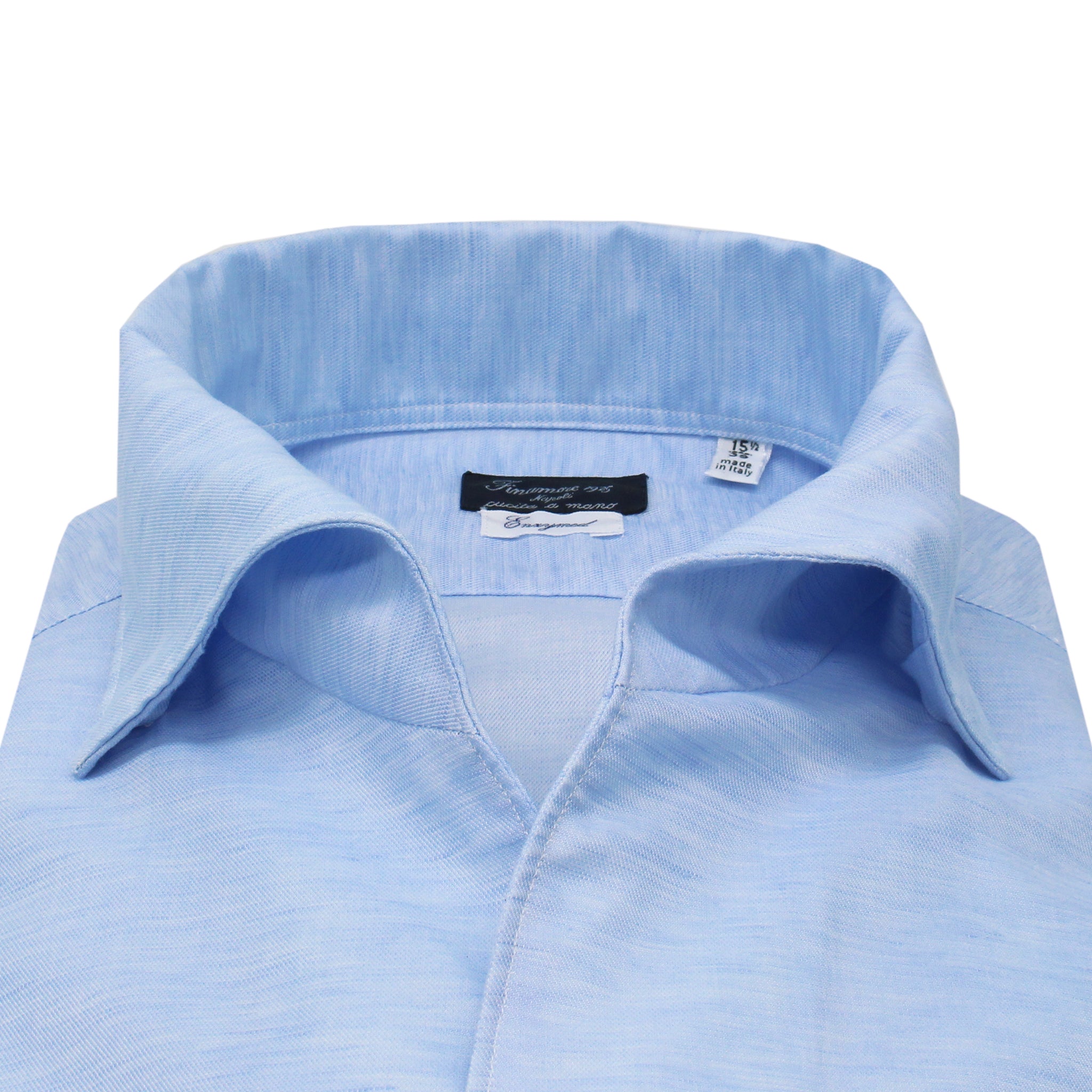 Camicia bianca slim fit Milano collo Ustica, lino e cotone