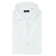 White slim fit shirt Milano Ustica collar, linen and cotton