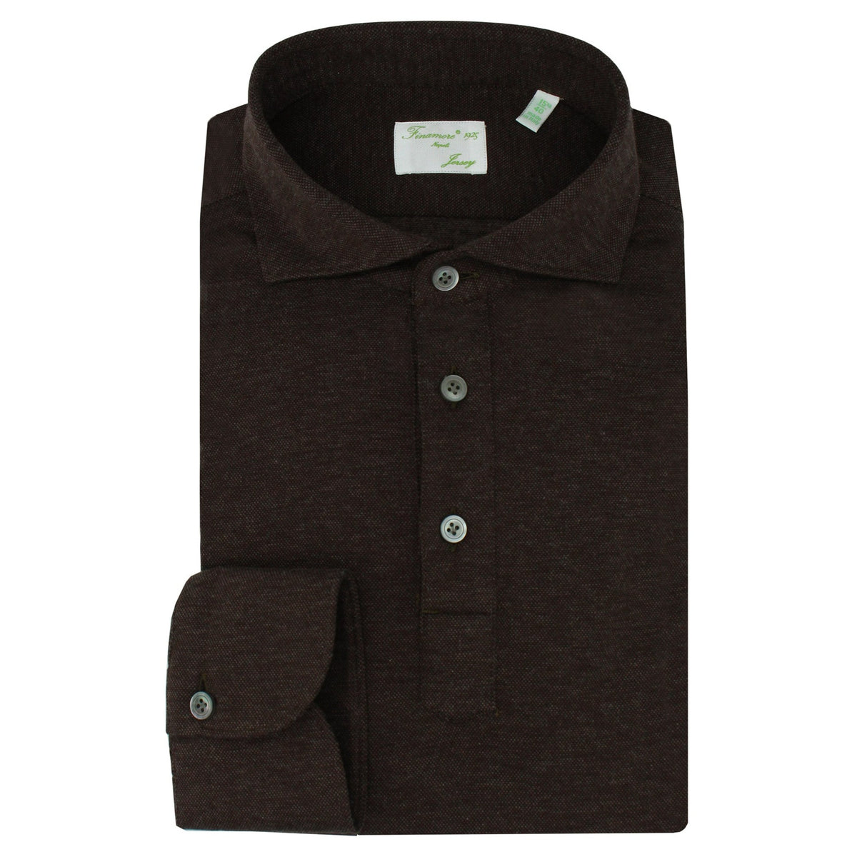 Milton Cotton and Cashmere Polo Shirt Slim Fit Dark Brown