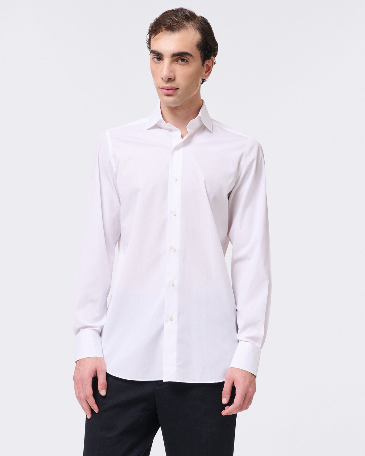 Milano 170 a 2 slim fit dresses in light blue or white French collar finamore
