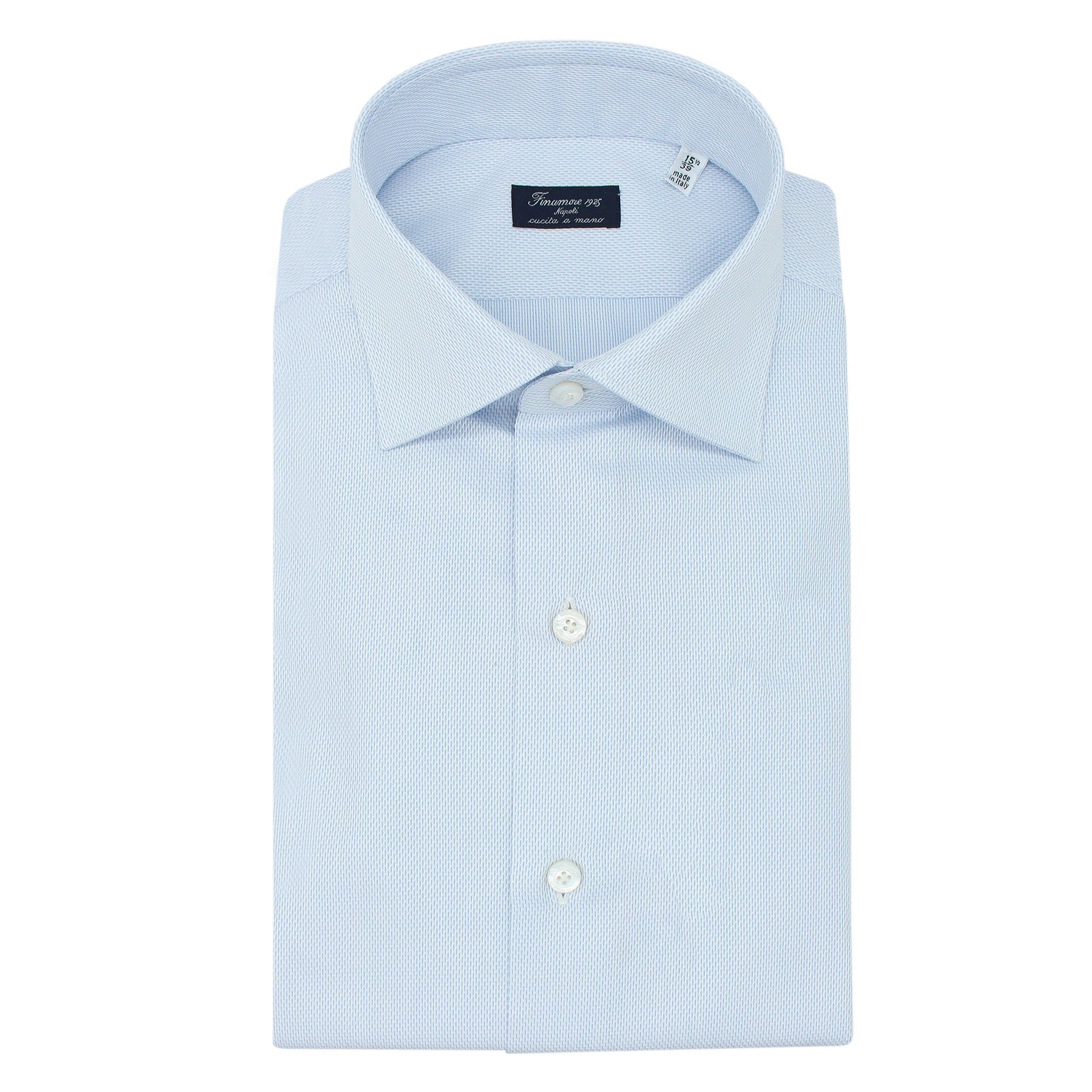 Milano classic slim fit cotton pique shirt with light blue details