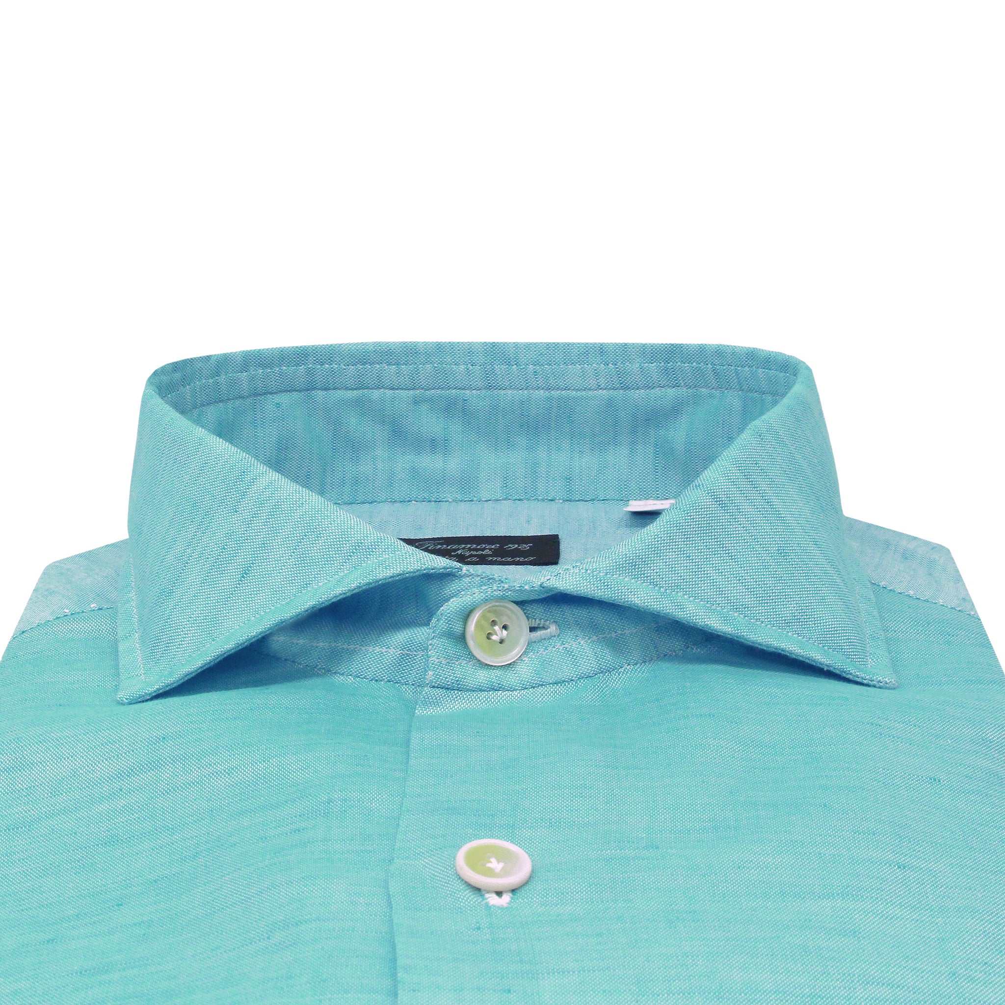 Camicia classica regolare Napoli in lino e cotone rosso corallo