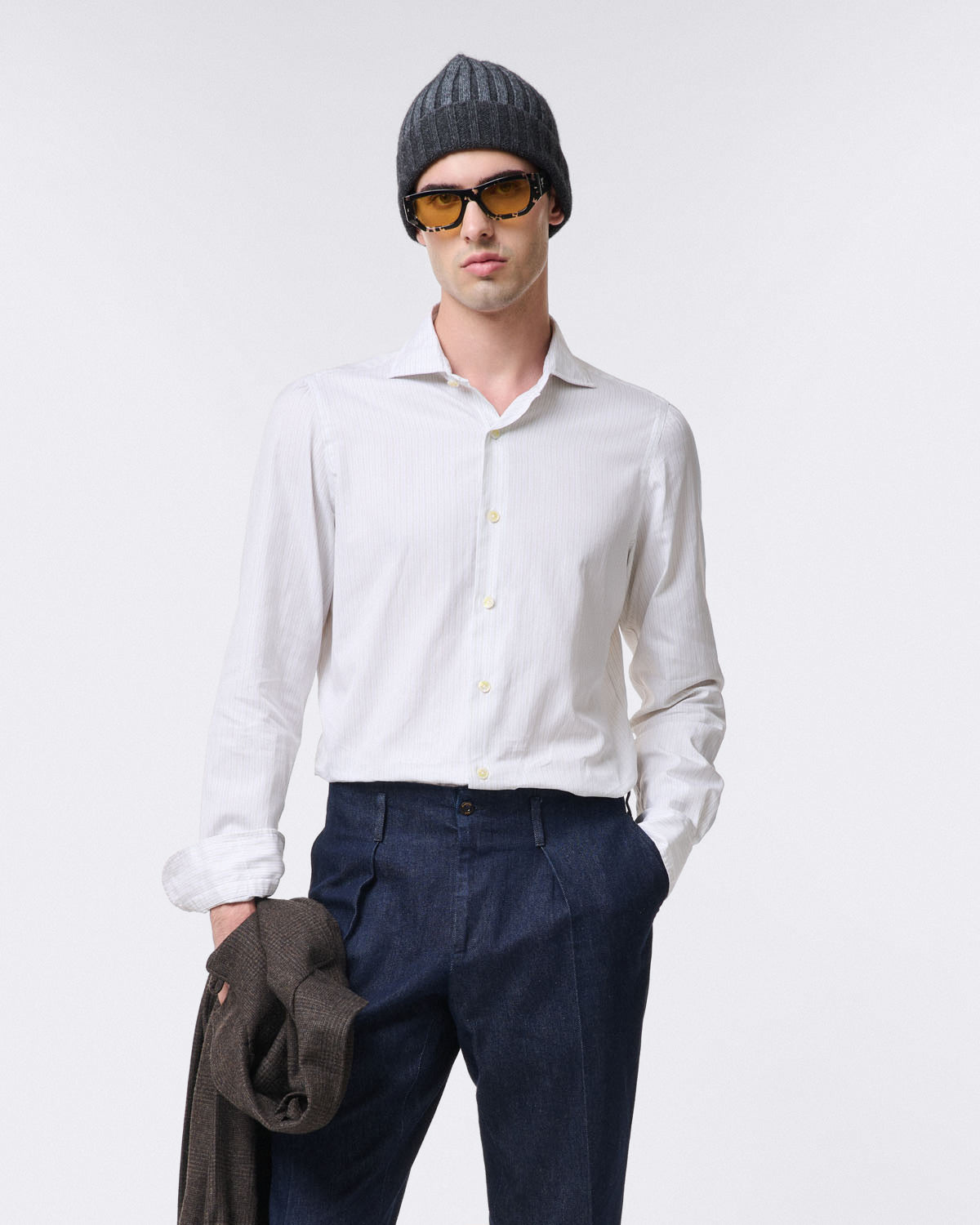 Classic regular fit Naples striped shirt. Royal Oxford cotton. Enzymed.