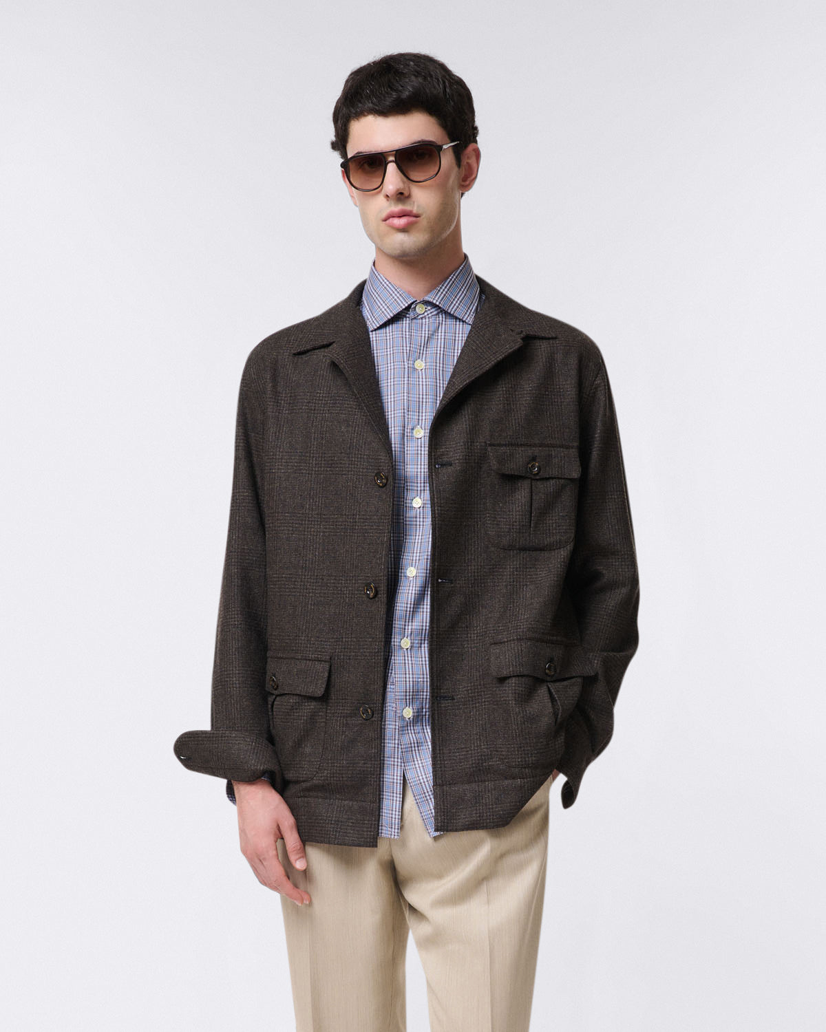 Classic regular fit Napoli checked shirt. Cotton twill. Enzymed treatment