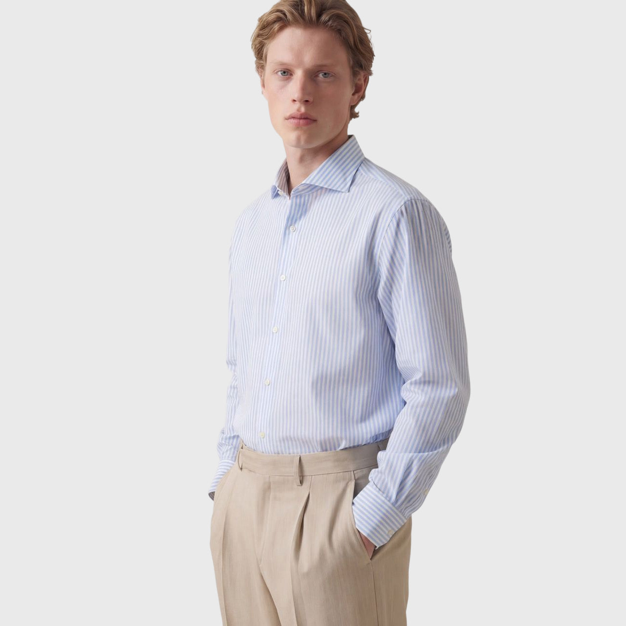 Napoli shirt regular fit cotton poplin stripe Simone collar