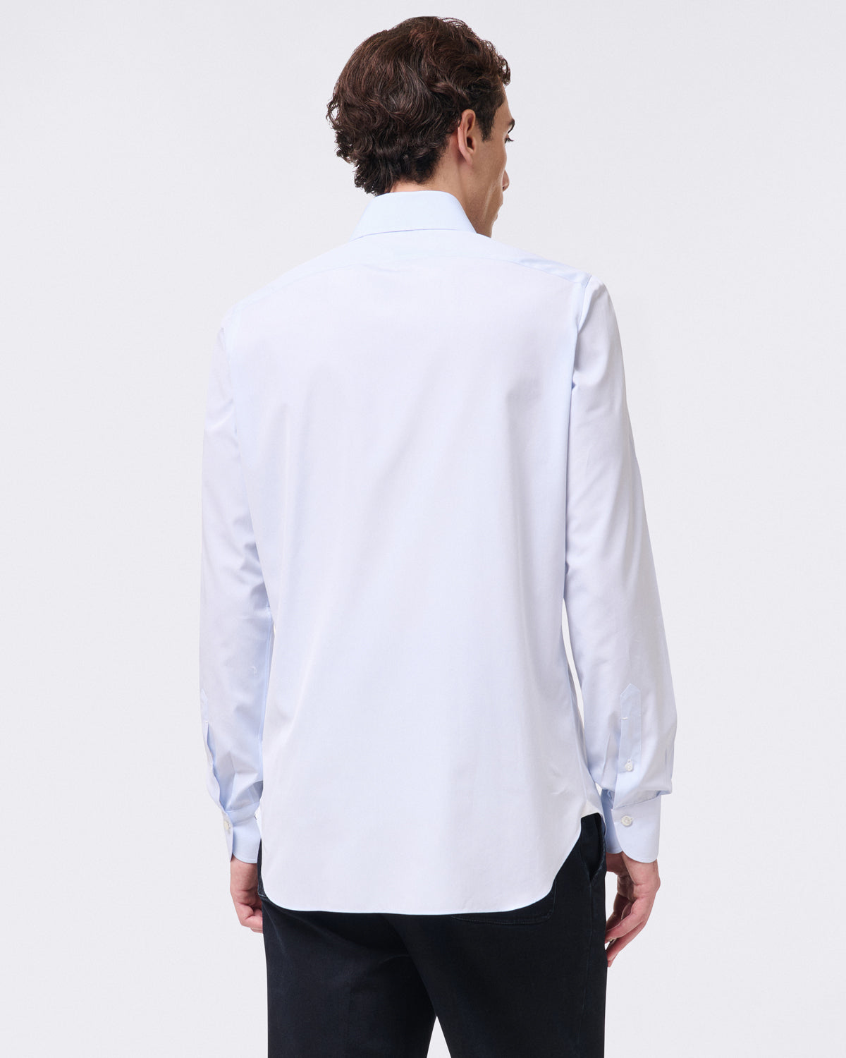 Classic regular Naples shirt in light blue cotton French collar