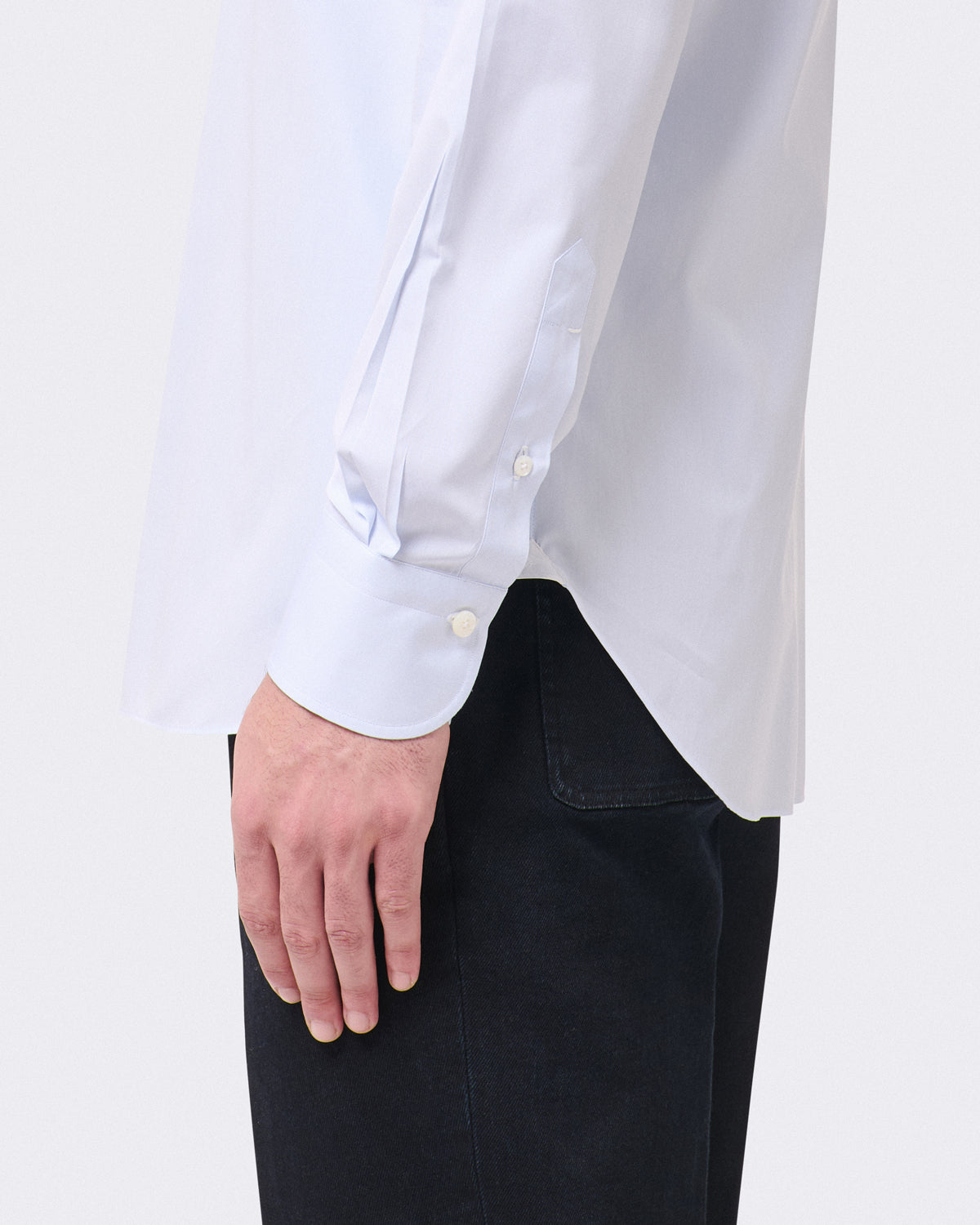 Classic regular Naples shirt in light blue cotton French collar
