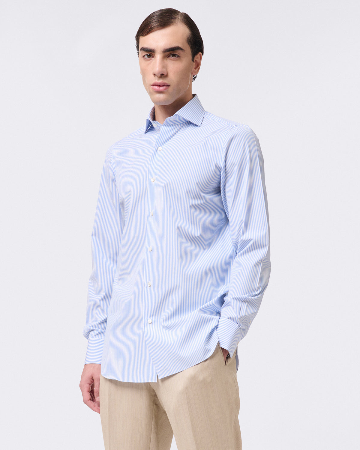 Classic regular fit striped Napoli shirt in 120/2 cotton
