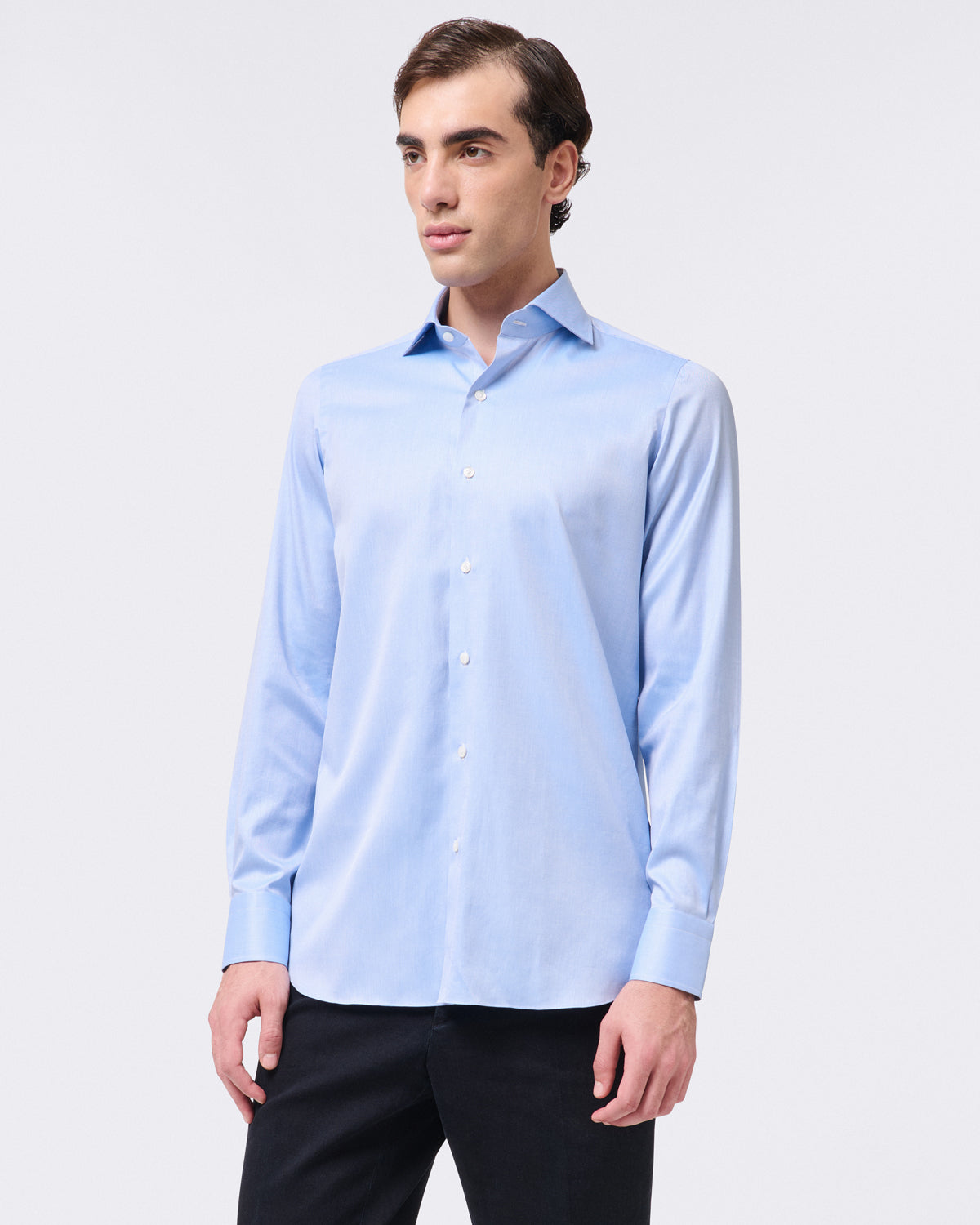 Classic regular fit Napoli shirt in 120/2 cotton twill White or pink