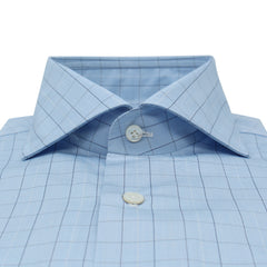 Classic Naples checked shirt with blue stripe