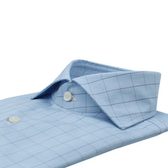 Classic Naples checked shirt with blue stripe