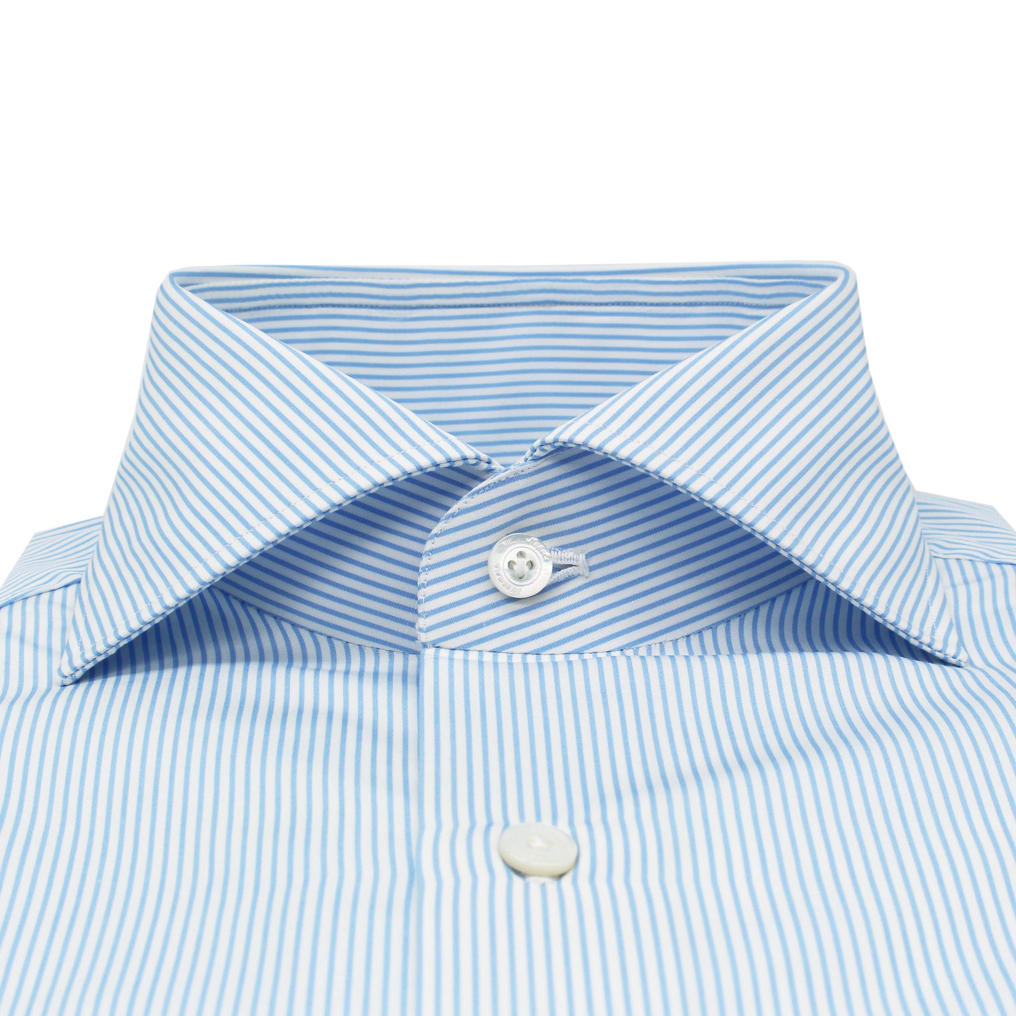 Classic fit Napoli cotton shirt white bottom striped light blue