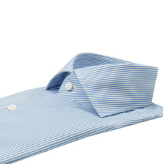Classic fit Napoli cotton shirt white bottom striped light blue