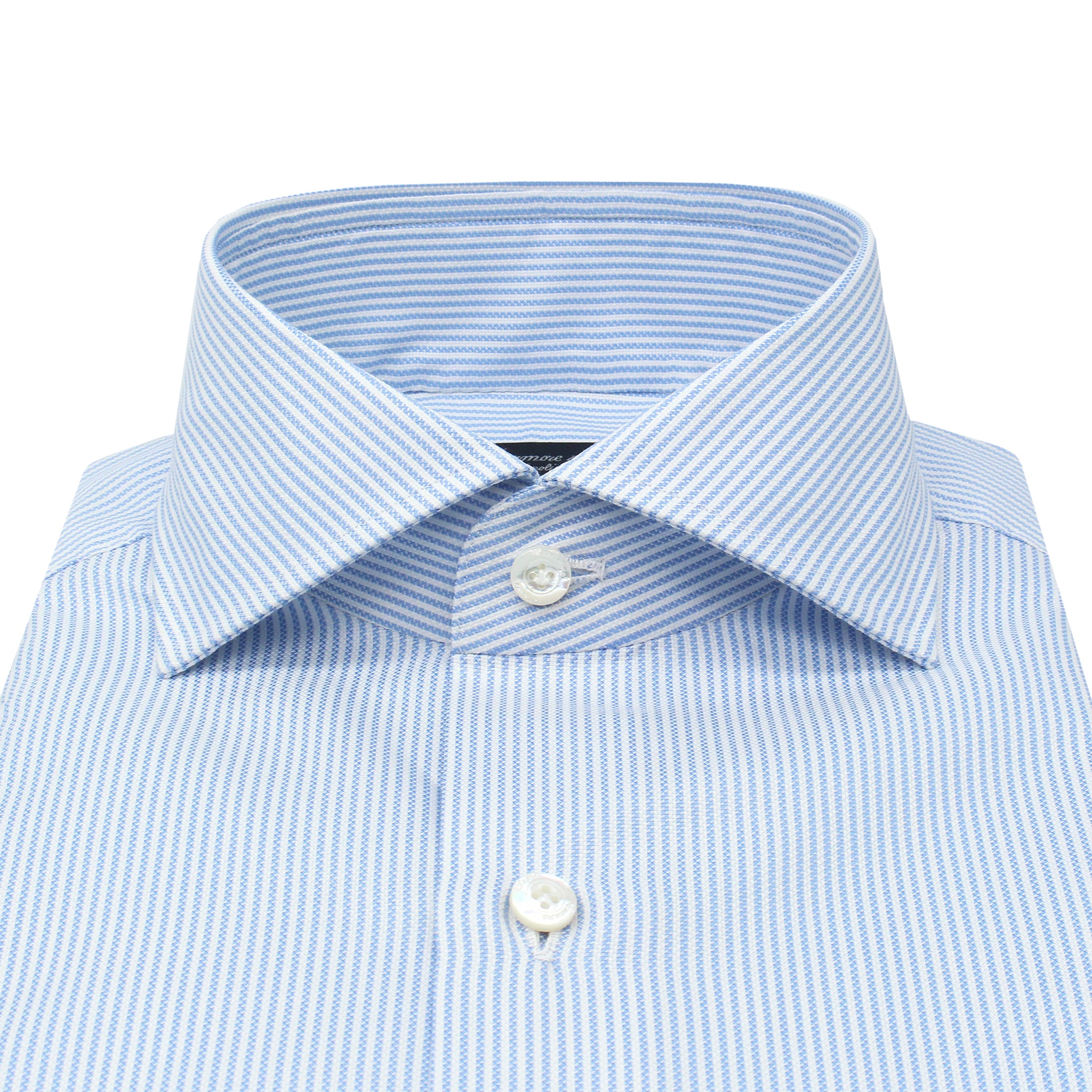 Classic Napoli shirt in white and light blue striped cotton