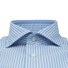 Classic Naples regular fit cotton oxford shirt wide stripe light blue