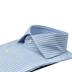 Classic Naples regular fit cotton oxford shirt wide stripe light blue