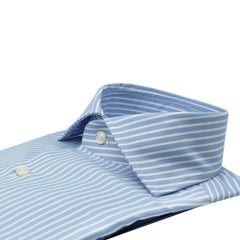 Camicia classica Napoli vestibilità regolare in cotone oxford. Riga larga azzurra