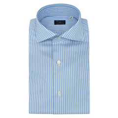 Classic Naples regular fit cotton oxford shirt wide stripe light blue