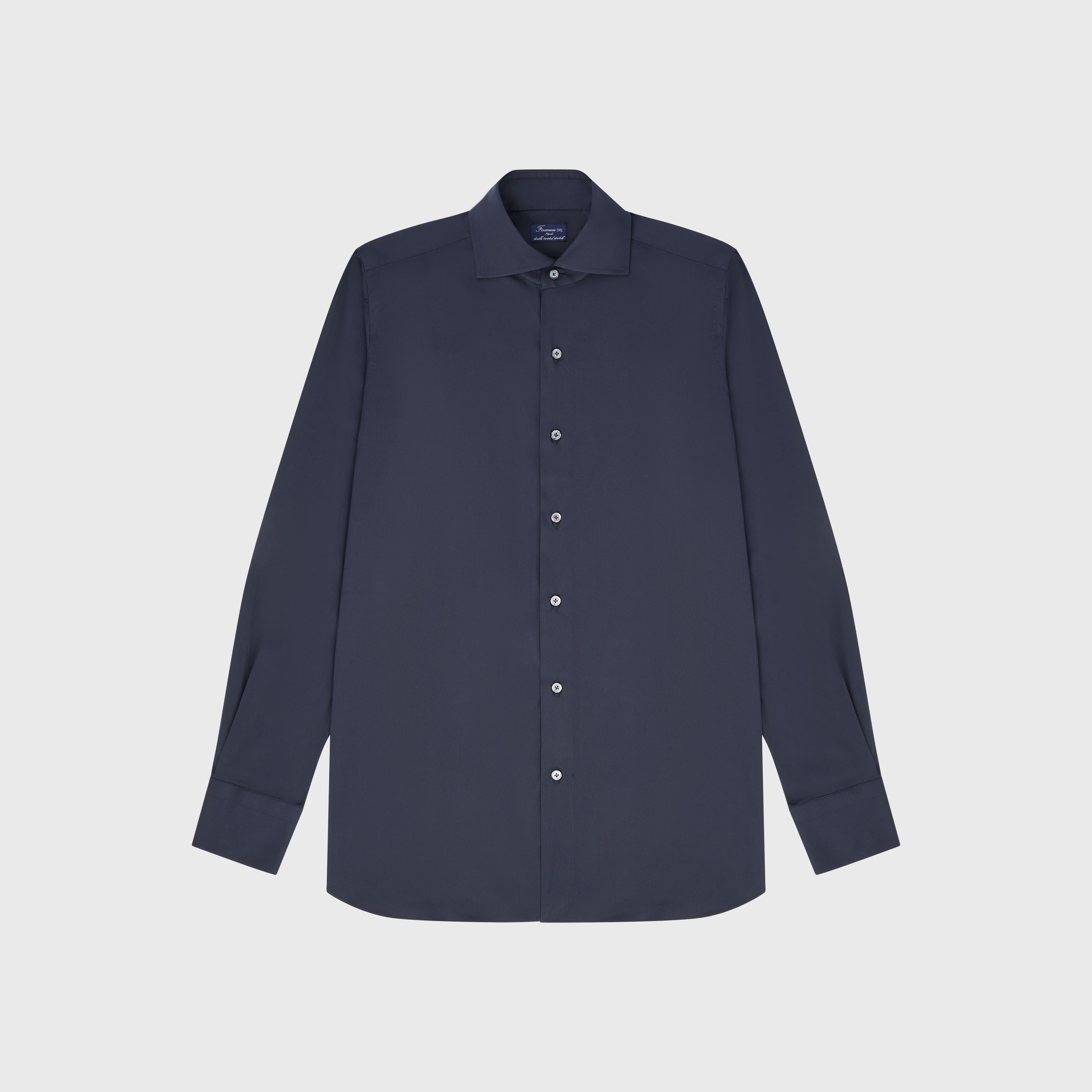 Napoli regular fit dark blue stretch shirt