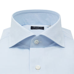 Camicia Milano classica slim fit in cotone con collo francese,  azzurra