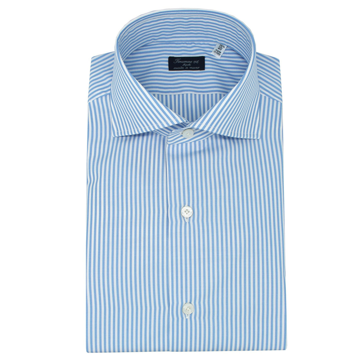 Classic Naples regular fit shirt in light blue striped cotton