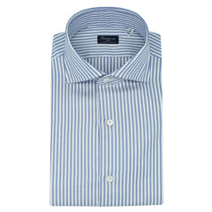 Classic Napoli cotton twill blue stripe shirt