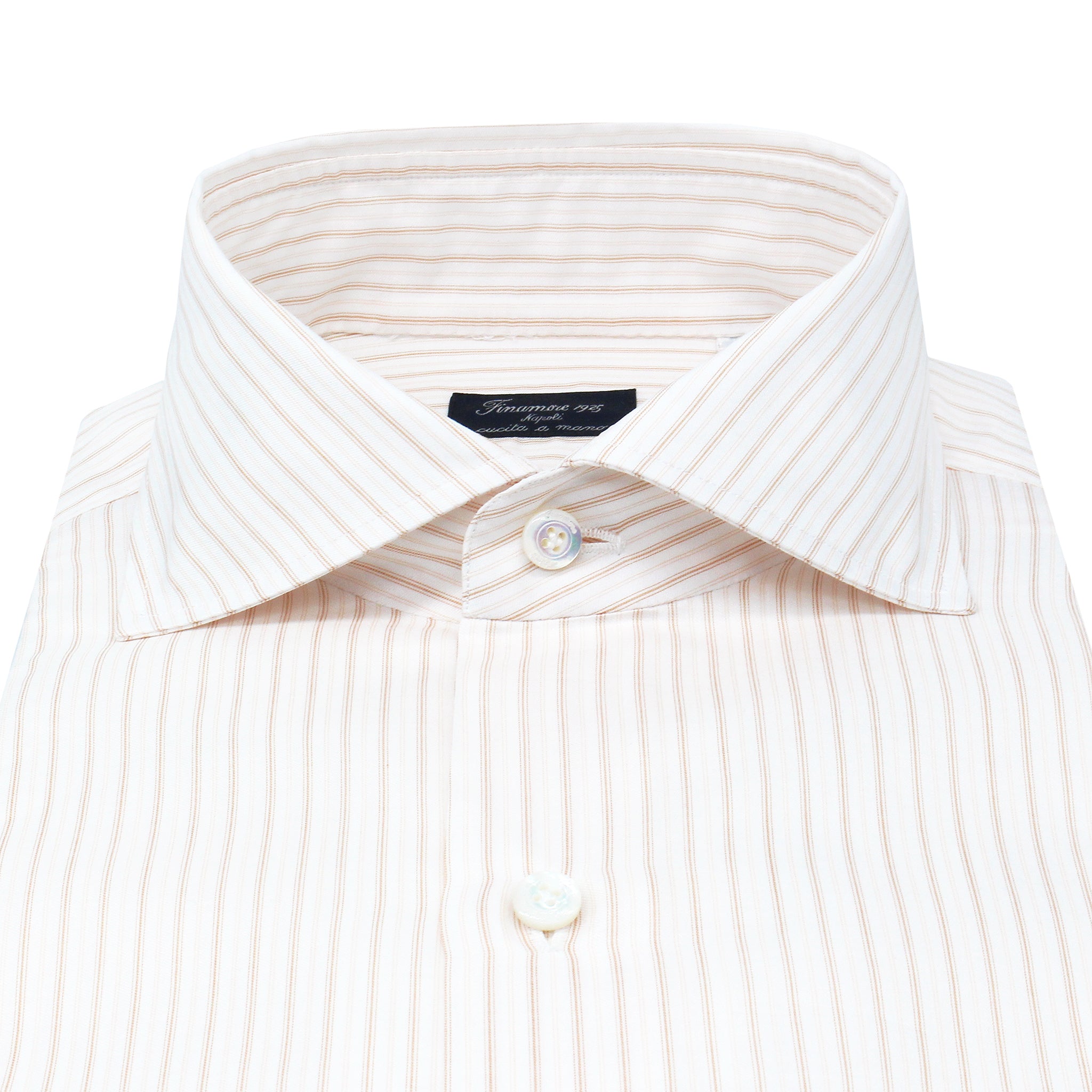 Camicia classica Napoli in cotone a righe arancioni. Tessuto Carlo Riva