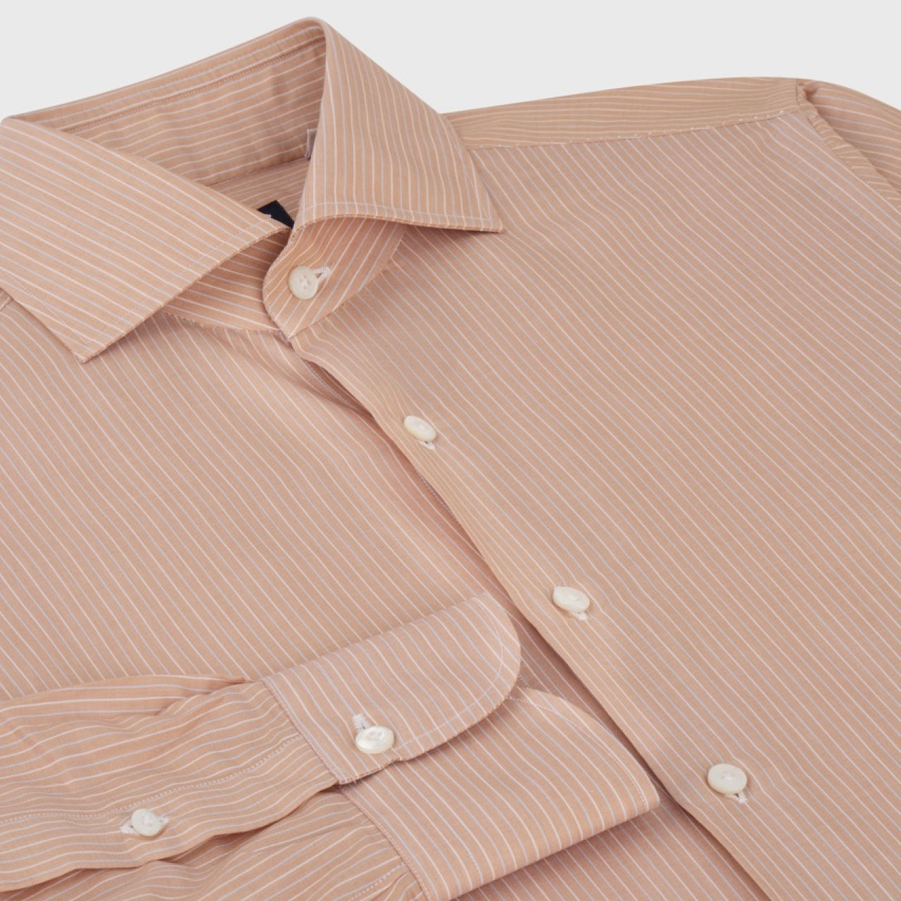 Napoli shirt regular fit cotton twill stripe Carlo Riva 180/2 Brown Eduardo collar