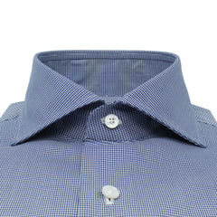 Naples classic blue pied de poule cotton shirt