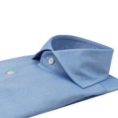 Camicia classica Napoli Traveller in cotone blu con collo francese