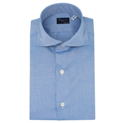 Classic Napoli Traveller blue cotton shirt with French collar