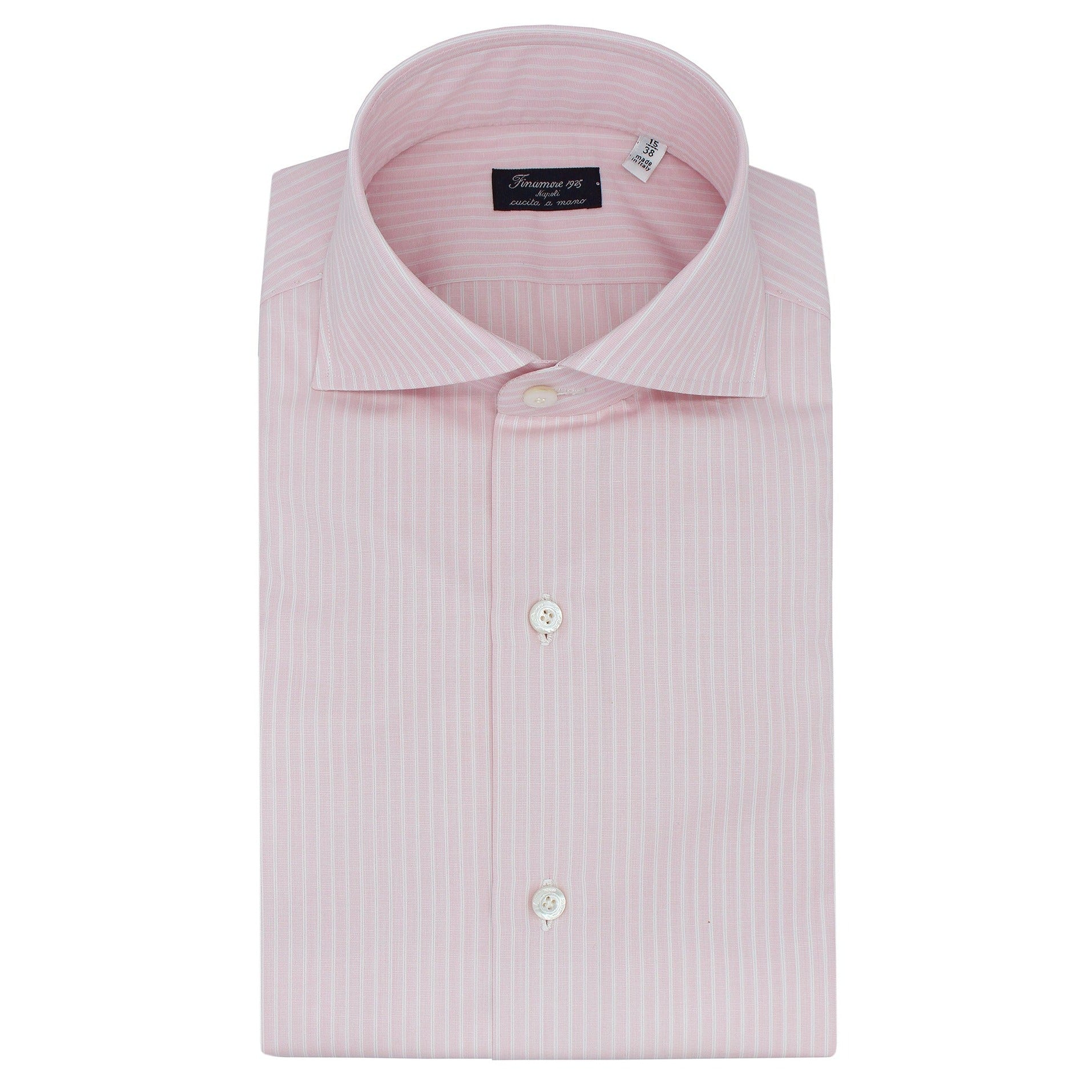 Classic fit Naples shirt pink bottom white stripe